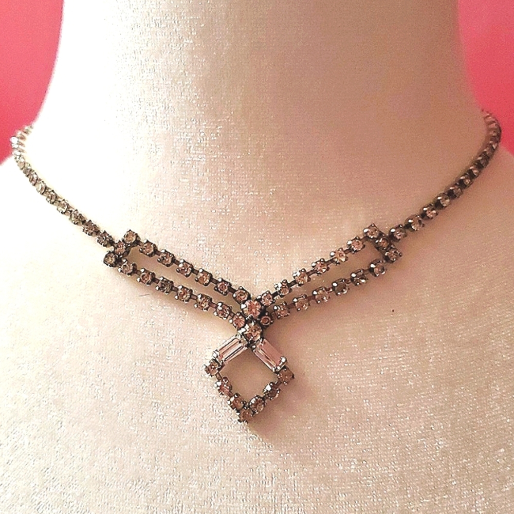 Vintage Rhinestone Choker Necklace - Picture 2 of 5